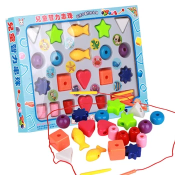

20pcs/box Early Education Bright Color Toy Beads Plastic Fun Smooth Edge Safe Different Shape Large Size Hand-eye Coordination