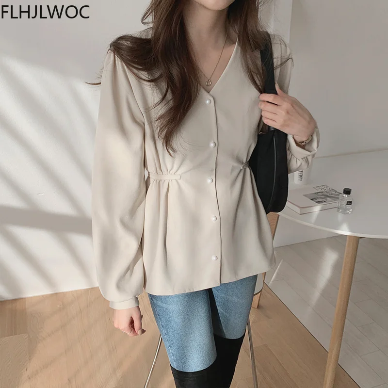 2021 Hot Sales Japanese Preppy Style Girls Bow Tie Chic Tops Cute Sweet Solid Korea Design Single Breasted Button Women Shirts 6