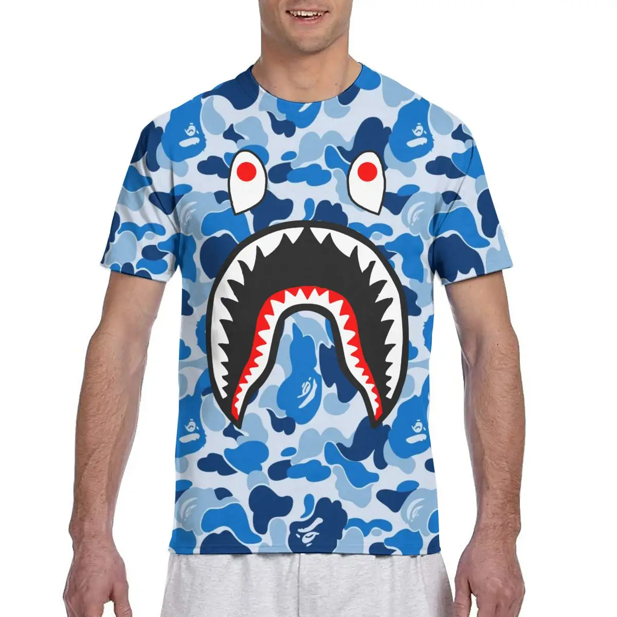 Мужская Дизайнерская футболка с коротким рукавом Bape Shark|Футболки| |