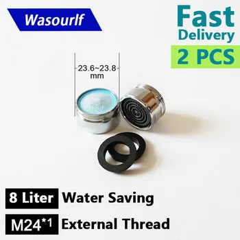 WASOURLF 2PCS M24 Aerator 24มม.ด้ายชาย8L Water Saving Tap Bubble ก๊อกน้ำห้องครัวทองเหลืองอ่างล้างหน้าห้องน้ำอุปกรณ์เสริม 2