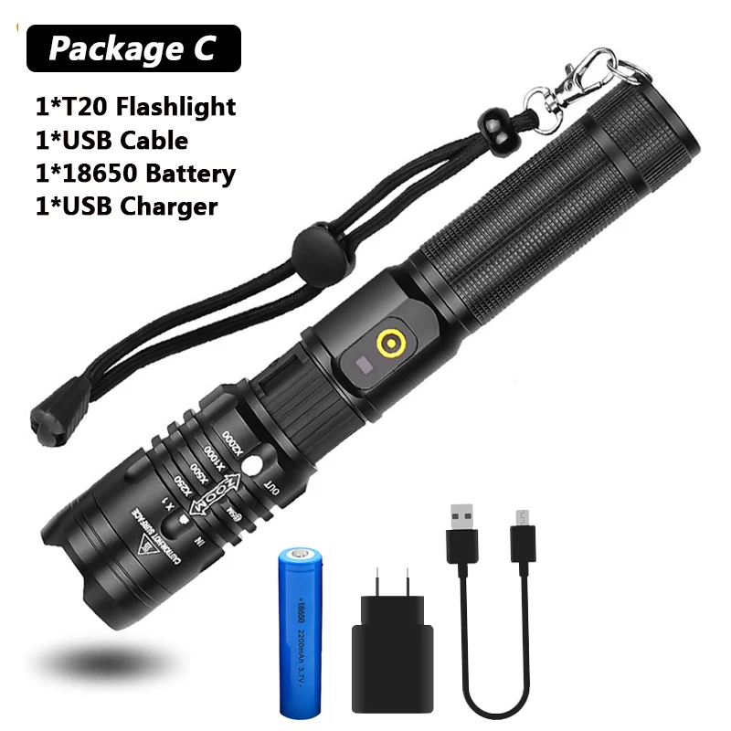 Package C POCKETMAN 50000 люмен фонарик xhp50.2 самый мощный фонарик 18650 фонарик USB xhp50 фонарь 18650 охотничья лампа ручной свет - Испускаемый цвет: Package C