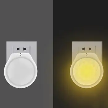 

Plug-In LED Night Light Round Light Sensor Control Energy Saving Lamp For Living Room Bedroom EU Plug (Warm Light)