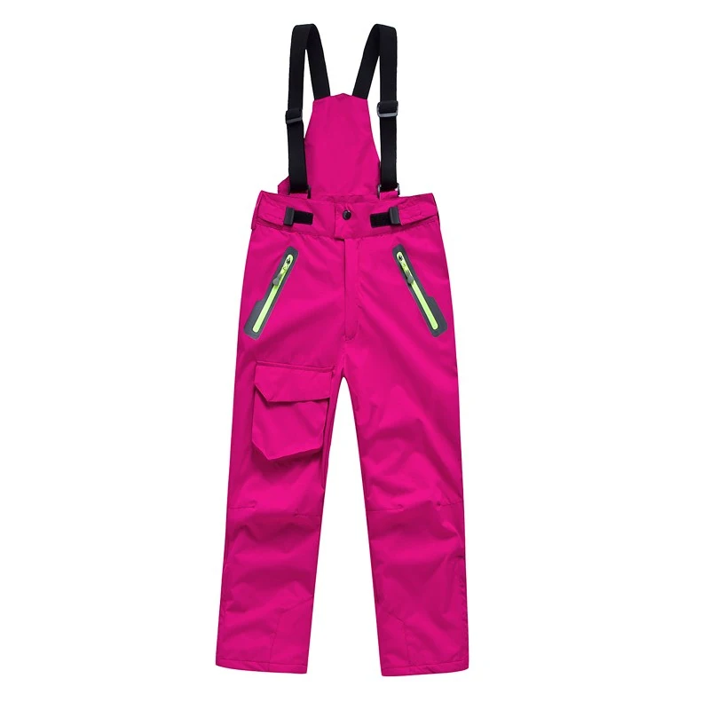 SJ-Maurie/зимние лыжные штаны Детские водонепроницаемые ветрозащитные лыжные брюки для сноуборда для мальчиков, теплые лыжные штаны с хлопковой подкладкой для девочек - Цвет: Красный