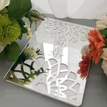 

Wedding Signature Guest Book Personalized Mirror Cover Empty White Blank Pages Check in Book Bridal Favor Gift Pary Decor G007