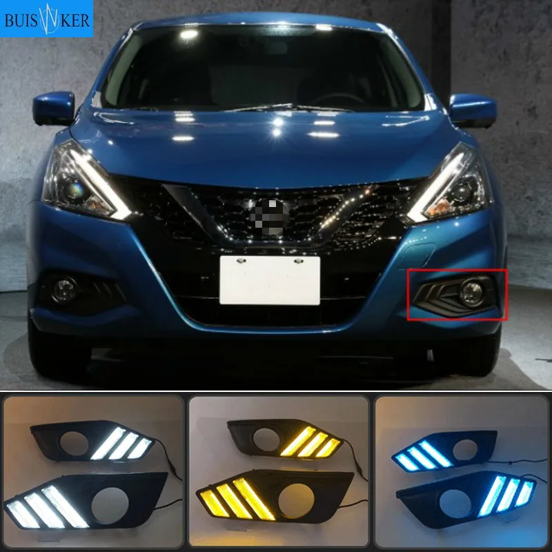 

Светодиодные дневные ходовые огни drl с желтым указателем поворота только для Nissan Tiida 2017-2018