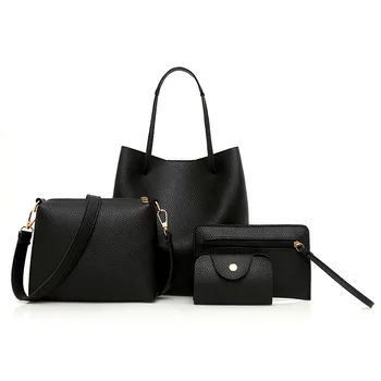 

New Pure-color Bag European-american Style Mother and Son Bag Four-piece Set of Woman Bag Simple Shoulder Bag