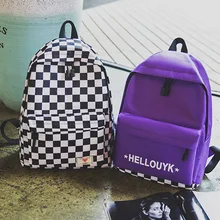 

Canvas Print Backpacks Casual Shoulder Bags Plaid Zipper Fashion Student Teenagers Cell Phone Pockets School Young High Street