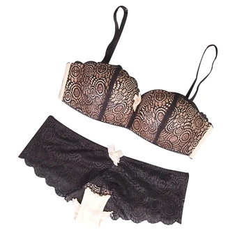 

Fashion sexy bra set lace cup thin wireless tube top design underwear accept supernumerary breast shaping summer women's bra set