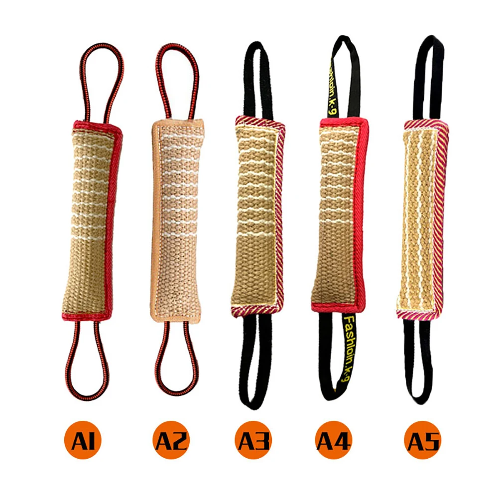 Juguete de entrenamiento para perros con 2 asas de cuerda, almohada para morder de yute, manga de juguete para entrenamiento para perro grande, interactivo para jugar a masticar