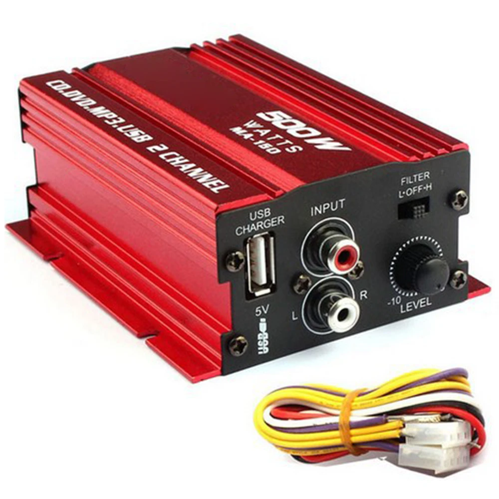 Mini Hi Fi 500W 2 Channel Stereo Audio Car Amplifier For Car Auto