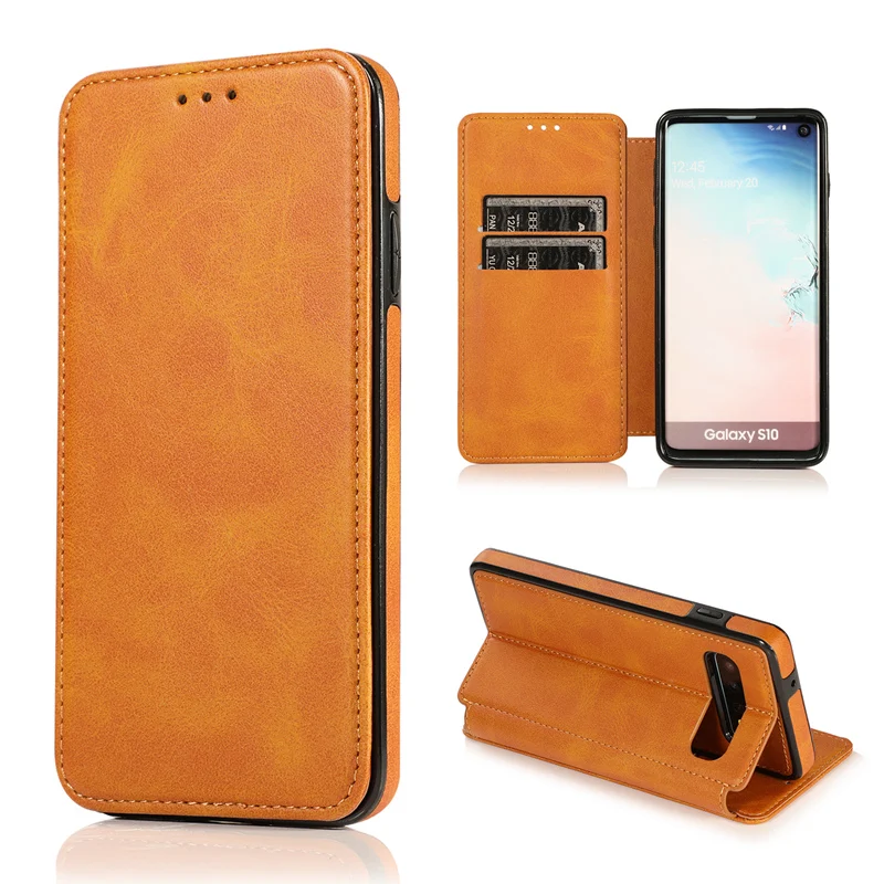 

Wallet Leather Case For Samsung Galaxy S10 S9 S8 Plus Plain PU Card Slot Stand Holder Flip Case For Samsung Galaxy Note 9 8 Bag