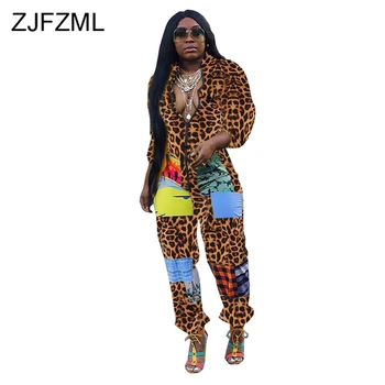 

Camouflage Leopard Print Sexy Jumpsuit for Women Stand Collar Long Sleeve Bandage Romper Streetwear Zipper Up Plus Size Bodysuit
