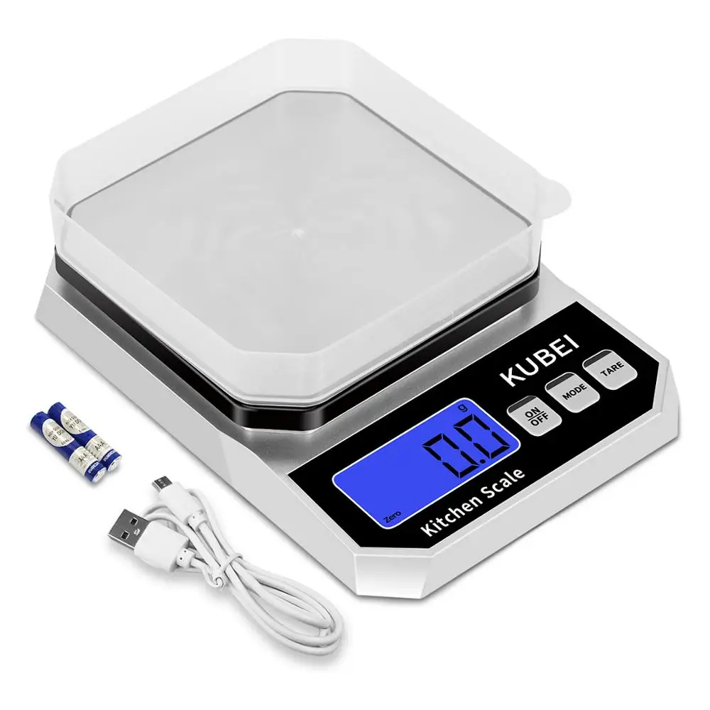 

KUBEI 5kgx0.1g 10kg x1g Digital Kitchen Scale Multifunction Stainless Steel Weighing Food Grams Scale For Baking and Cooking