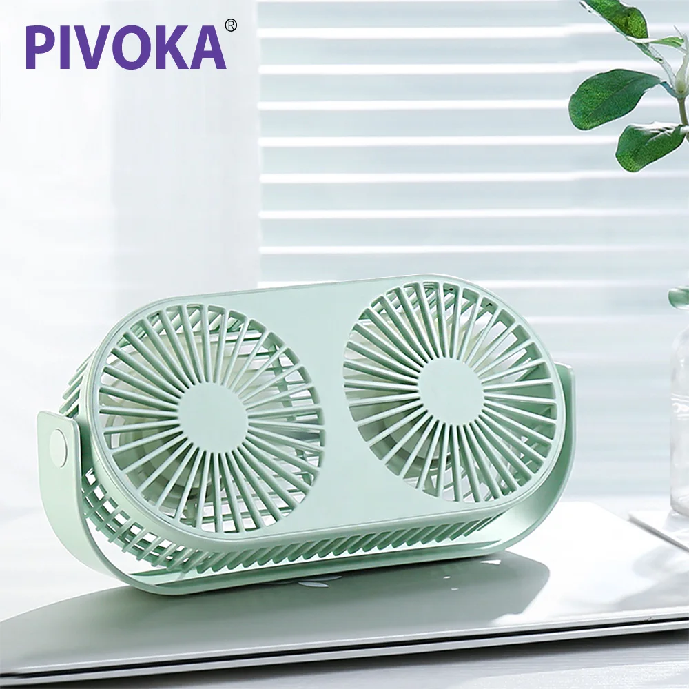 

PIVOKA 2 in 1 Mini Double Table Desktop Fan USB Add Essential Oil Air Cooler Power Wind Fresh Air Portable Fans For Office/Home