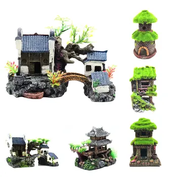 

Artificial Fish Tank Castle Resin Aquatic Landscaping Aquariums Decoration Ornaments Rock Cave Building