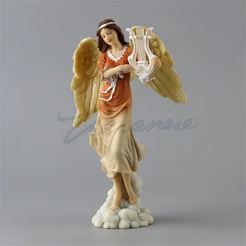 

EUROPEAN CREATIVE ANGEL PLAY LYRE ART SCULPTURE WOMAN FIGURE STATUE RESIN CRAFT HOME DECORATION ACCESSORIES BIRTHDAY GIFT R3338