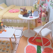  Ins Carpet Living Room Flower Shape Rug Bedroom Bedside Soft Decor Carpets Bathroom Non-slip Entrance Doormat Fresh Home Decor 