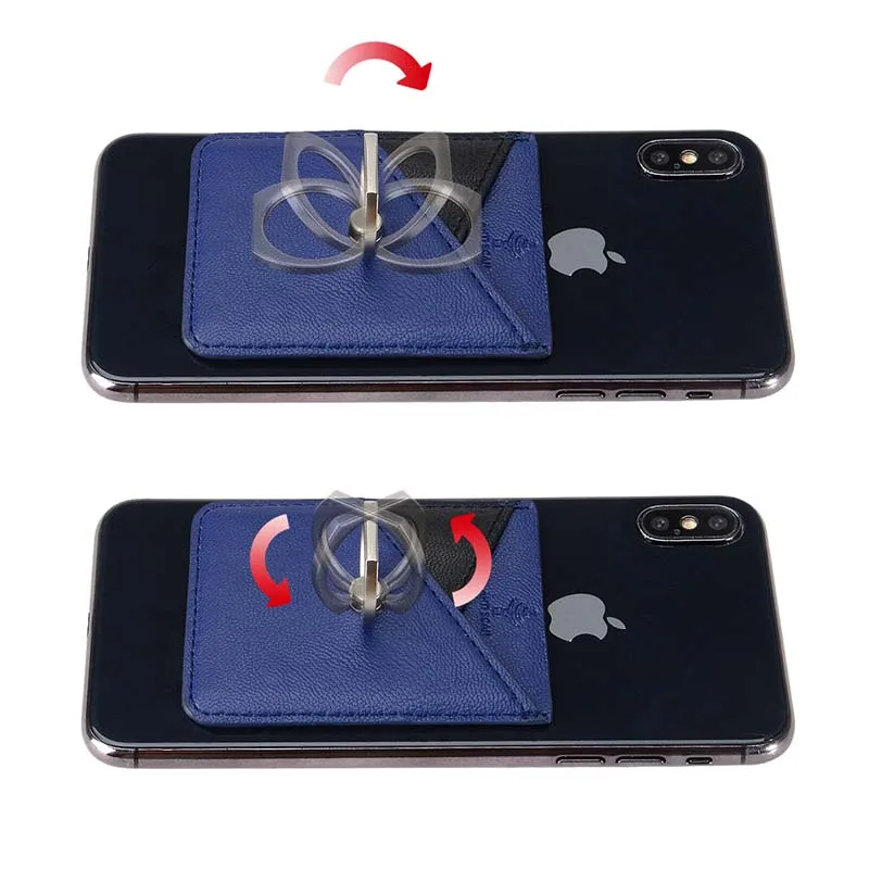 Men Women Credit ID Card Holder Cell Phone Wallet for Men Pocket Stick On Adhesive with Finger Ring Kickstand Secure Grip RFID