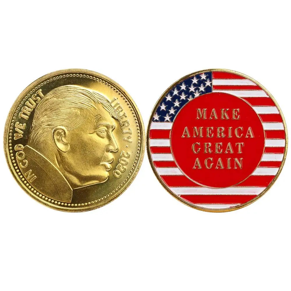 Новейшая наградная монета Дональд Трамп с золотым покрытием сделает Америку снова большой - Цвет: Золотой