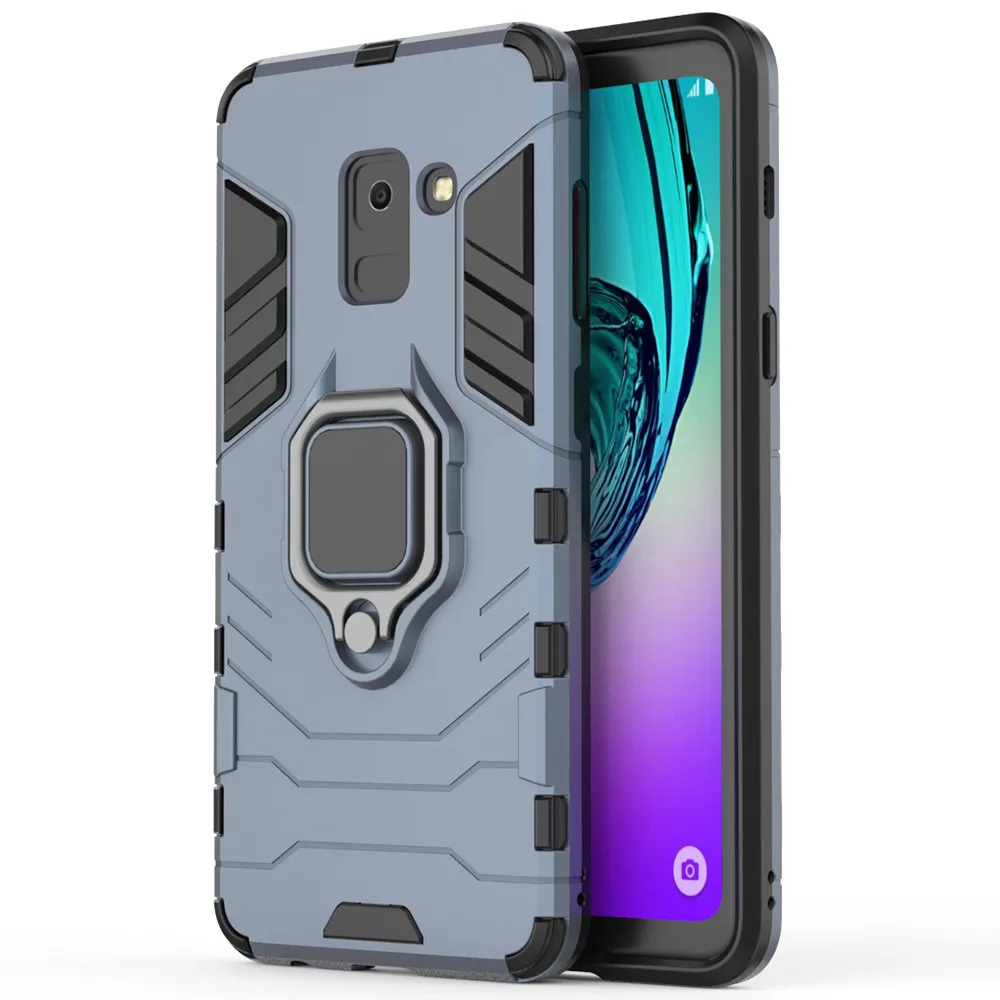 Navy Blue Для samsung Galaxy A8 Plus чехол Силиконовый ТПУ магнит Жесткий ПК роскошный металлическое кольцо-держатель чехол для samsung A8 Plus - Цвет: Navy Blue