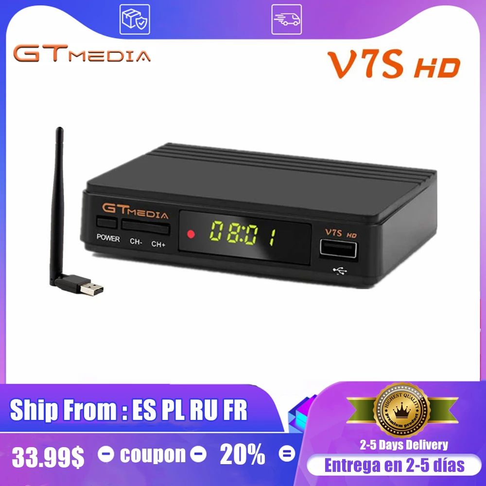 Горячая Распродажа! FULL HD DVB-S2 Freesat V7S hd с USB WIFI спутниковый ТВ приемник gtmedia v7s