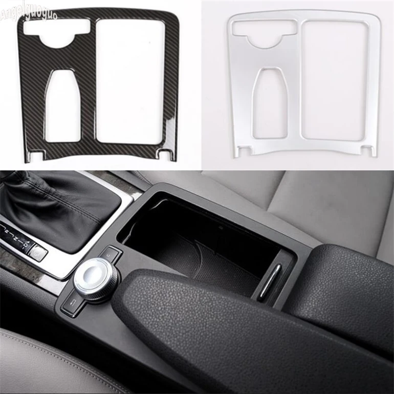 ABS Carbon fiber/chrome For Mercedes Benz E class W212 Coupe W207 C207 2010-12 Car Cup Holder Armrest Box Trim Frame Sticker LHD