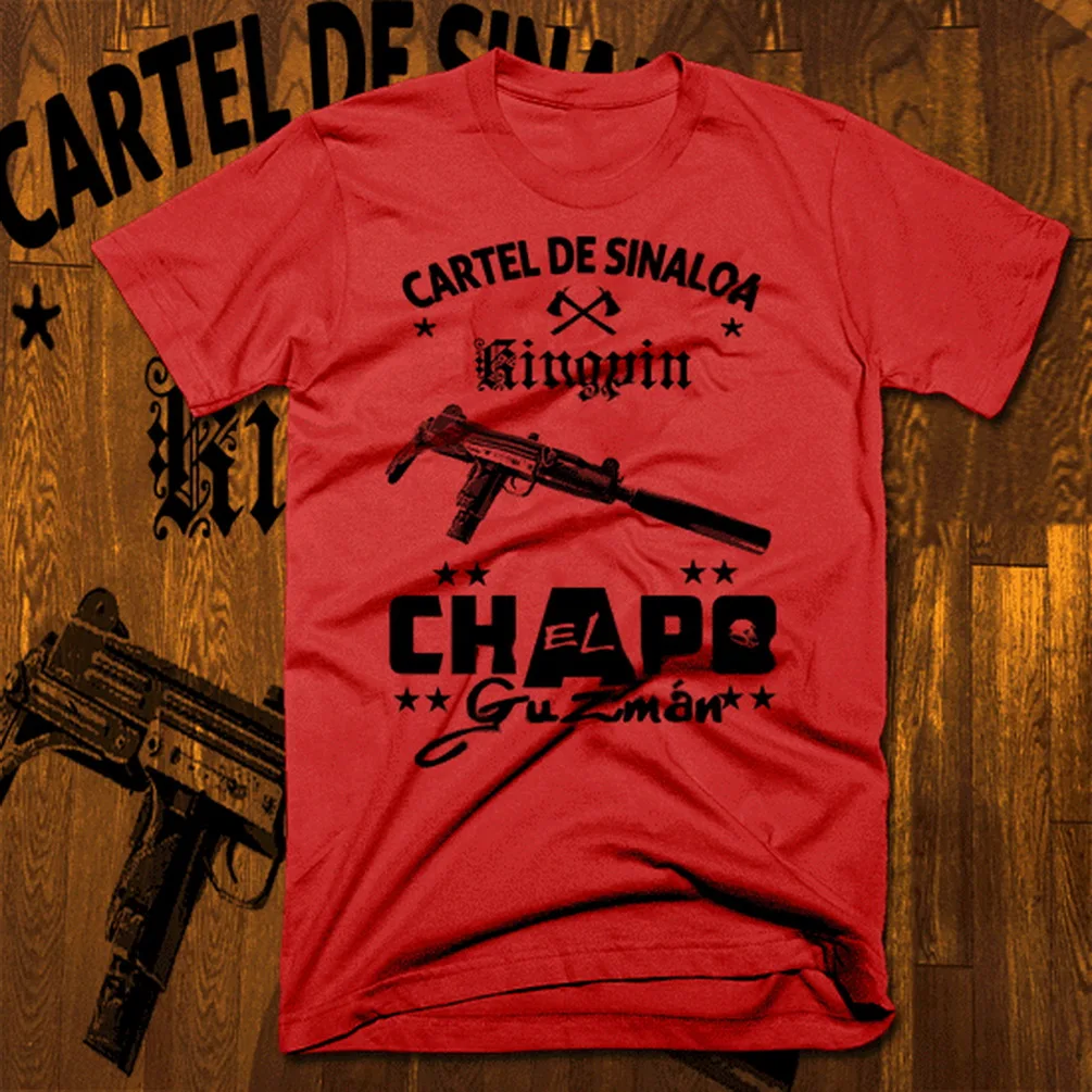 Футболка El Chapo Guzman Мексиканская Sinaloa Cartel Kingpin sicio Hitman с принтом | Мужская одежда