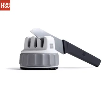 

Huohou Mini Fixable Sharpen Stone Trible Wheel Whetstone Super suction Knife Sharpener Sharpening Tool Grindstone