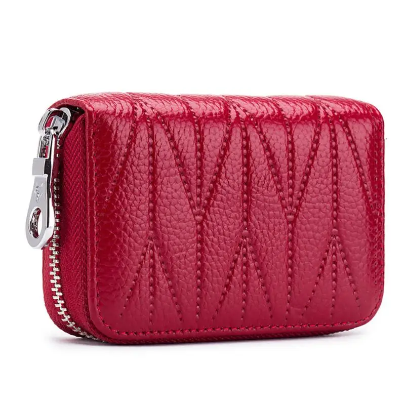 THINKTHENDO RFID Blocking Credit Card Holder PU Leather Wallet Zipper Change Coin Bag for Women - Цвет: WR