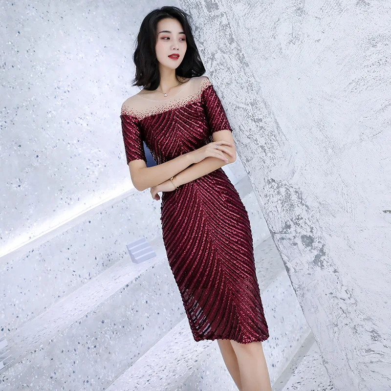 Шикарное женское вечернее платье Cheongsam с блестками, новинка, китайские платья, элегантные сексуальные короткие платья Qipao, Vestidos De Festa