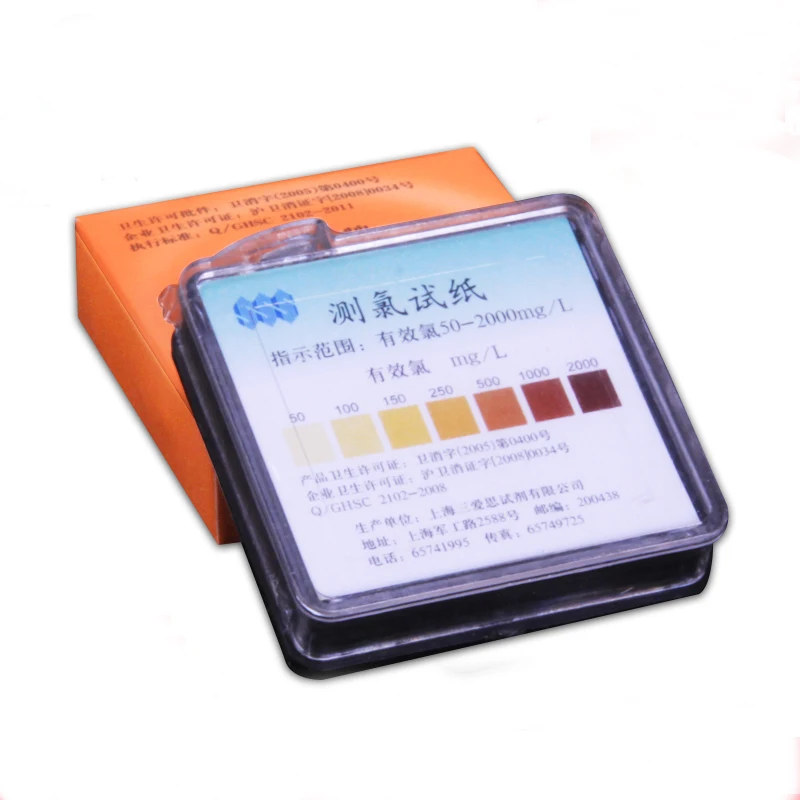 

Measuring chlorine test paper Free chlorine test strips Available chlorine 50-2000 mg/L