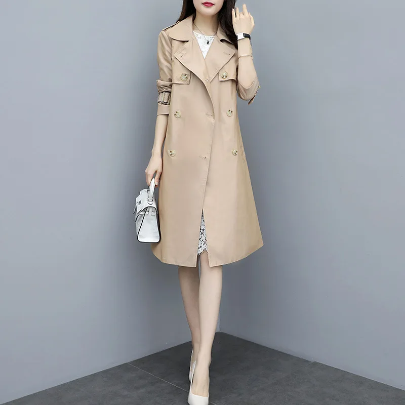 

2019 Autumn New Style Fashion Cool Elegant Casual Mid-length Trench Coat