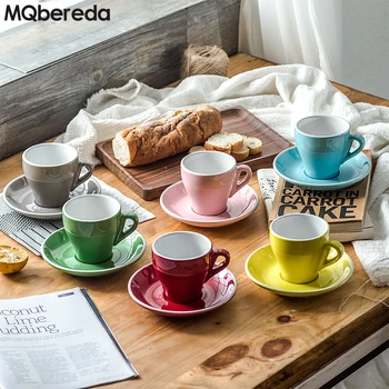 

New Creative Nordic Macron Ceramic Coffee Cup with Tray 180ml Disc Italian Concentrated Coffee Cup Set Tea Mug Ceramic Mug
