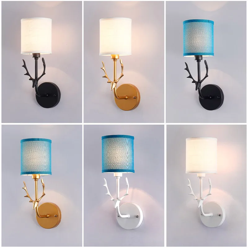 

Northern European-Style Wall Lamp Bedroom Bedside Modern Minimalist Living Room Wall Library Corridor Creative Deer Head LED Wal