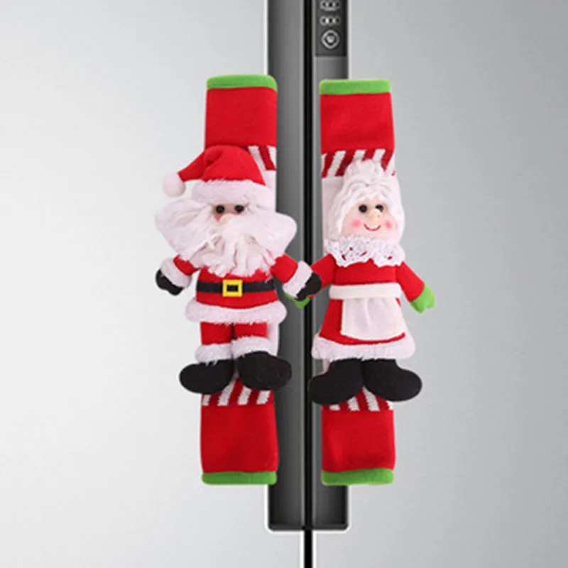 

2x Christmas Refrigerator Gloves Refrigerator Cover Cloth Grandma Grandpa Refrigerator Door Handle Covers Gloves Cloth Protector