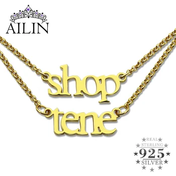 

AILIN 18K Plated Gold Sterling Silver 925 Custom Name Necklace Double Chain Necklace Christmas Mother Jewelry Gifts