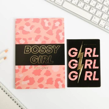 

Set of passport cover and diary #GIRL