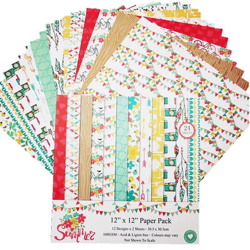 

12 Inch Scrapbook Patterned Paper Packs Craft Paper For Scrapbooking Card Making DIY Album Embellishment Die Cut Tag Alphabets