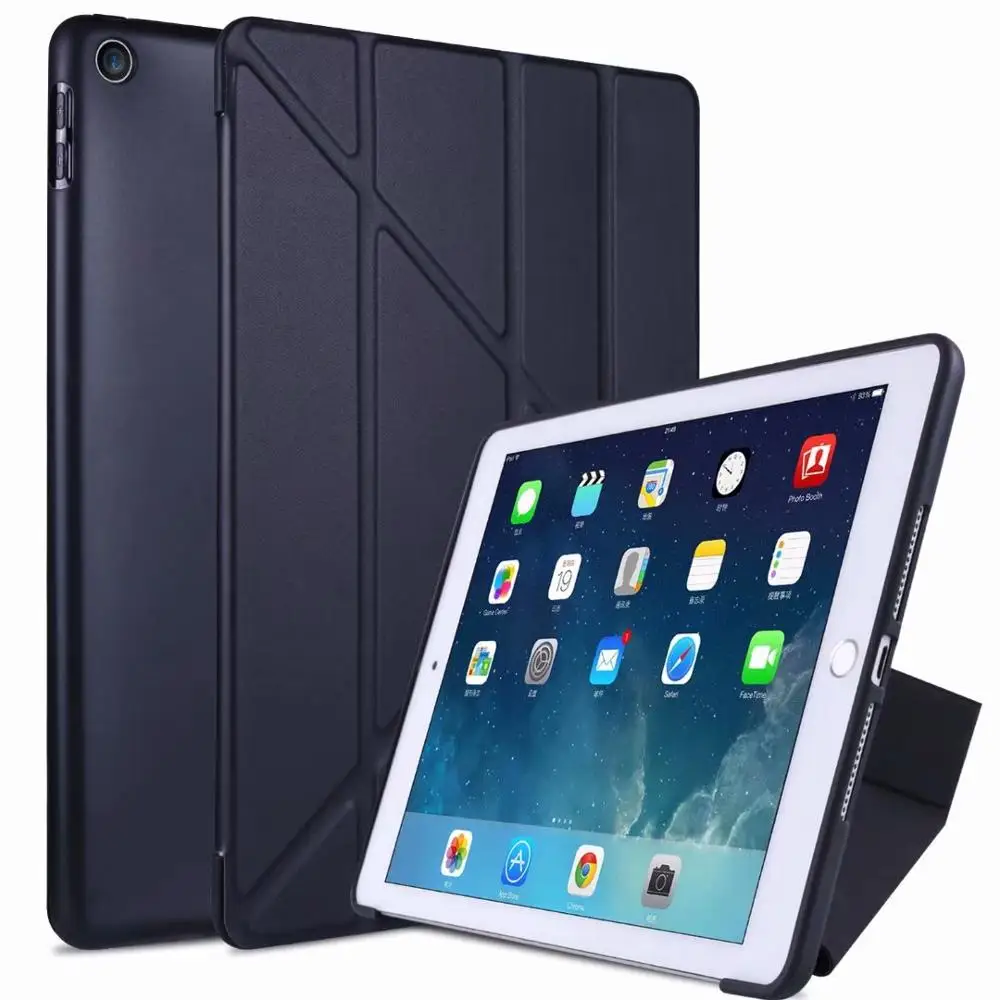 Складной чехол-подставка для iPad 10,2 Чехол Мягкий силиконовый чехол для iPad 7th 10,2 A2197 A2198 защитный чехол - Цвет: Black