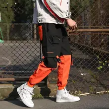 Лоскутные Повседневные грузовые штаны Спортивные штаны брюки мужские рабочие длинные спортивные мужские свободные карманы брюки модные хип хоп Паркур