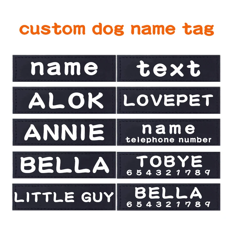 2 uds personalizado nombre de Perro de etiqueta de perro, etiqueta personalizada, K9 Collar arnés para perro etiqueta engomada de la etiqueta de arnés para perros Collar arnés para perro etiquetas de nombres