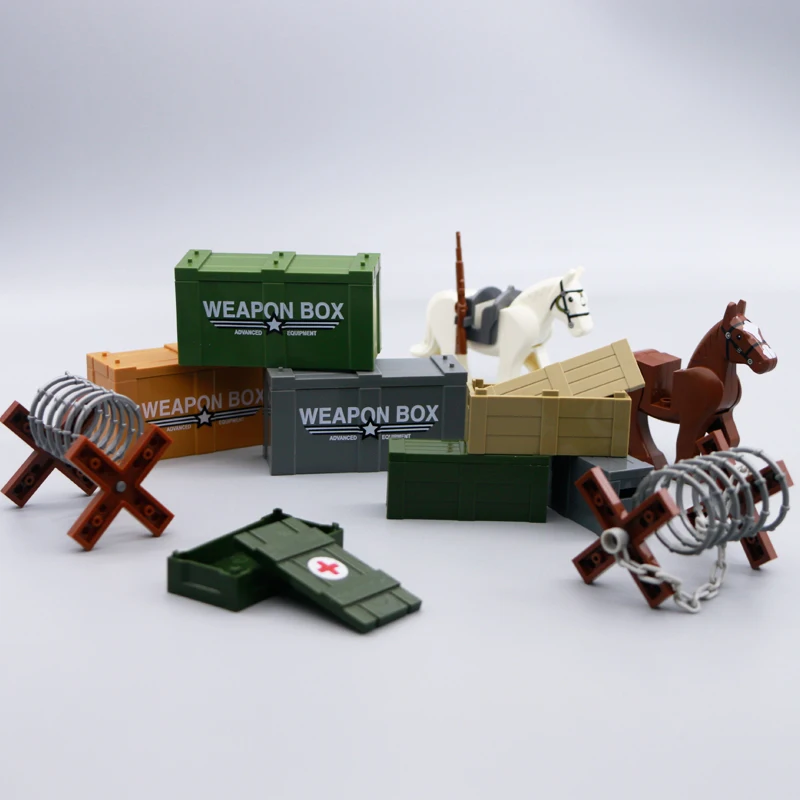 

Building Blocks LegoINGly Military ww2 Weapons Guns Box Horse Barbed wire obstacle Fence Army Arm Figure Accessories Bricks Toys