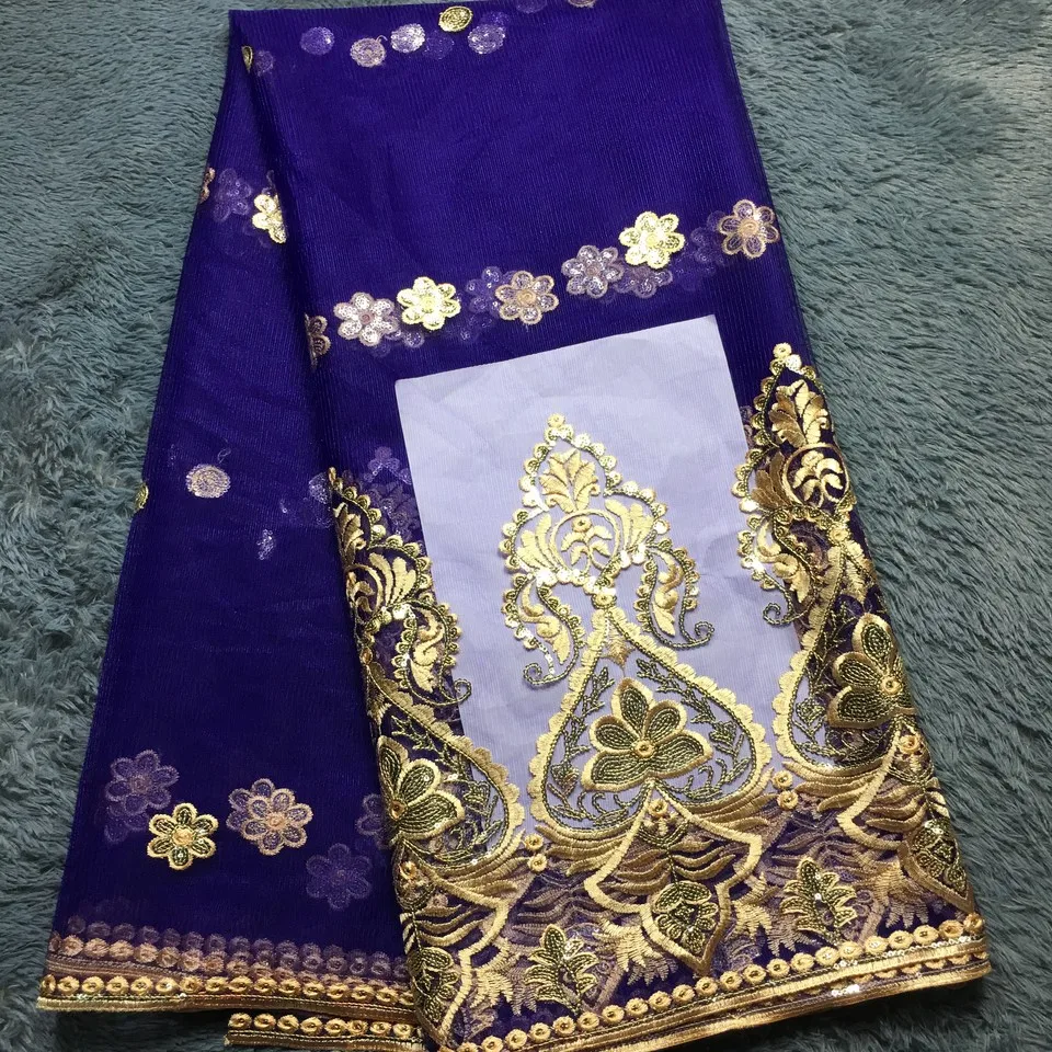 Фиолетовые блестки африканская кружевная ткань 2020 высококачественное кружево