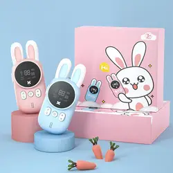 Talkie walkie en forme de lapin pour enfants, 2 pièces, Mini jouets, émetteur récepteur portable, portée de 3KM, Radio UHF, lanière d'interphone, cadeau 