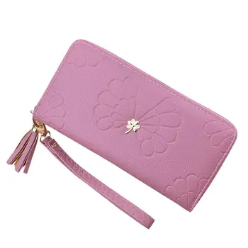 

Women Ladies Girls Bags Fashion Flower Fringe Clutch Wallets Long Handbag Office Wild Retro Simple Temperament zipper Popular