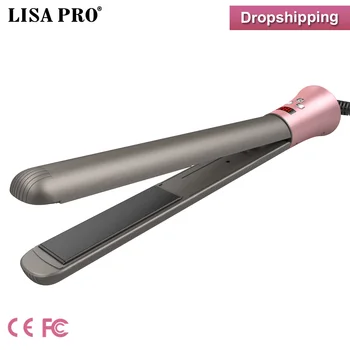 

Lisapro 2019 New 2 in 1 Hair Straightener and Hair Curler LED display Flat Iron Professional Ceramic Anion Hair Straightener