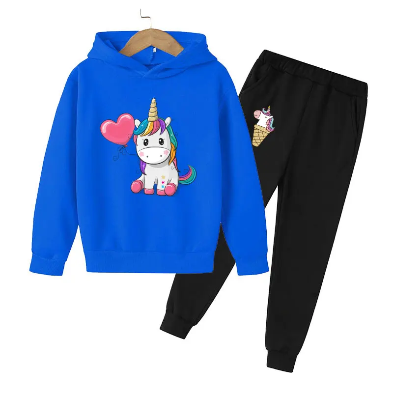 Unicorn Hoodie Children's Hoodie Game Set Autumn Children's Hoodie + Pants 2-Piece Set Girl Cute Girl Sweatshirt 4-14 Years Old hooded hoodie for kids Hoodies & Sweatshirts