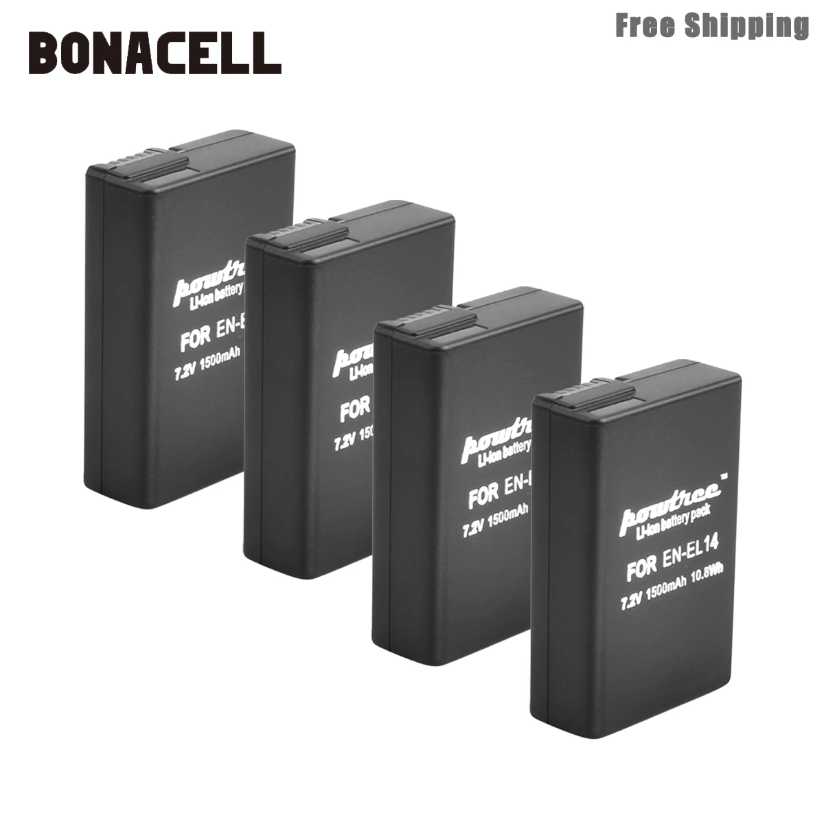 Bonacell 1500 мА/ч, EN-EL14 EN-EL14a ENEL14 EL14 Батарея для Nikon P7800, P7700, P7100, P7000, D5500, D5300, D5200, D3200, D3300, D5100 L50 - Цвет: 4 Pack Battery