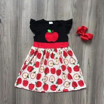 

baby girls summer dress girls back to school clothes apple print dress with bow