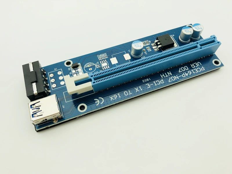 Blue 60cm PCI-E Riser Extender PCI Express Riser Card 1x to 16x USB 3.0 Cable SATA to 4Pin IDE Molex Power for BTC Mining Miner